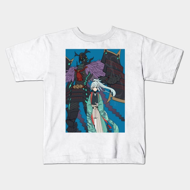 Demon samurai Kids T-Shirt by Fracture Traveling